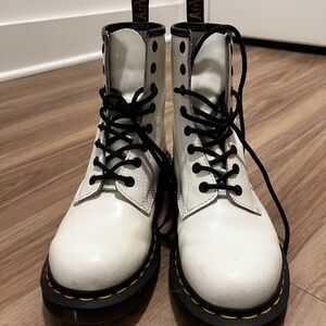 Dr. Martens White Boots with Black Laces